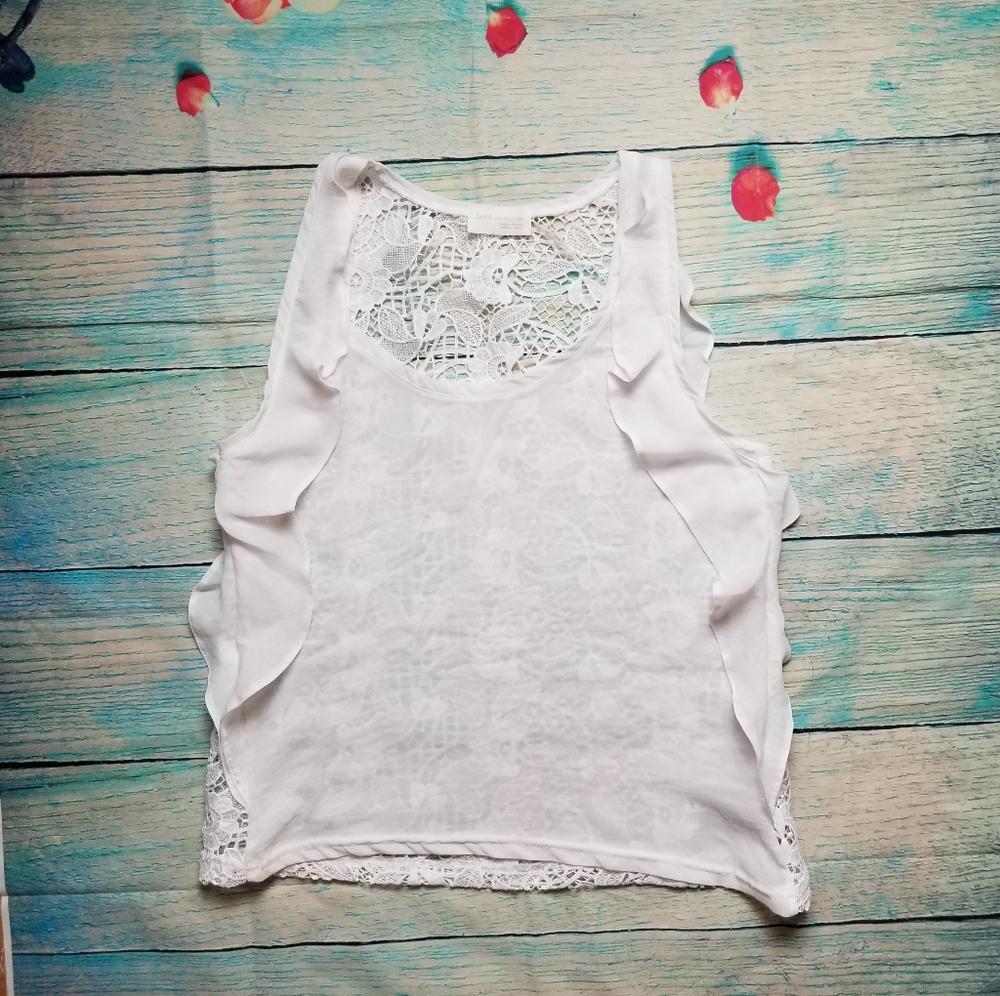 Zara white sheer top sleeveless size S